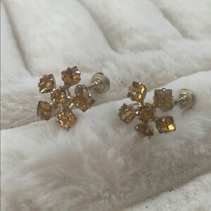 Gold and Yellow Gemstone speak Earrings Floral pattern